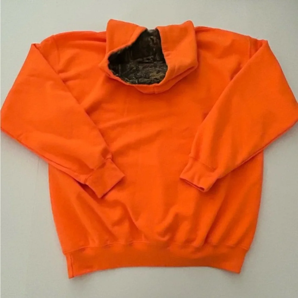 Mossy Oak Bright Orange Long Sleeve Camo Lined Inside Hoodie Size‎ Large
